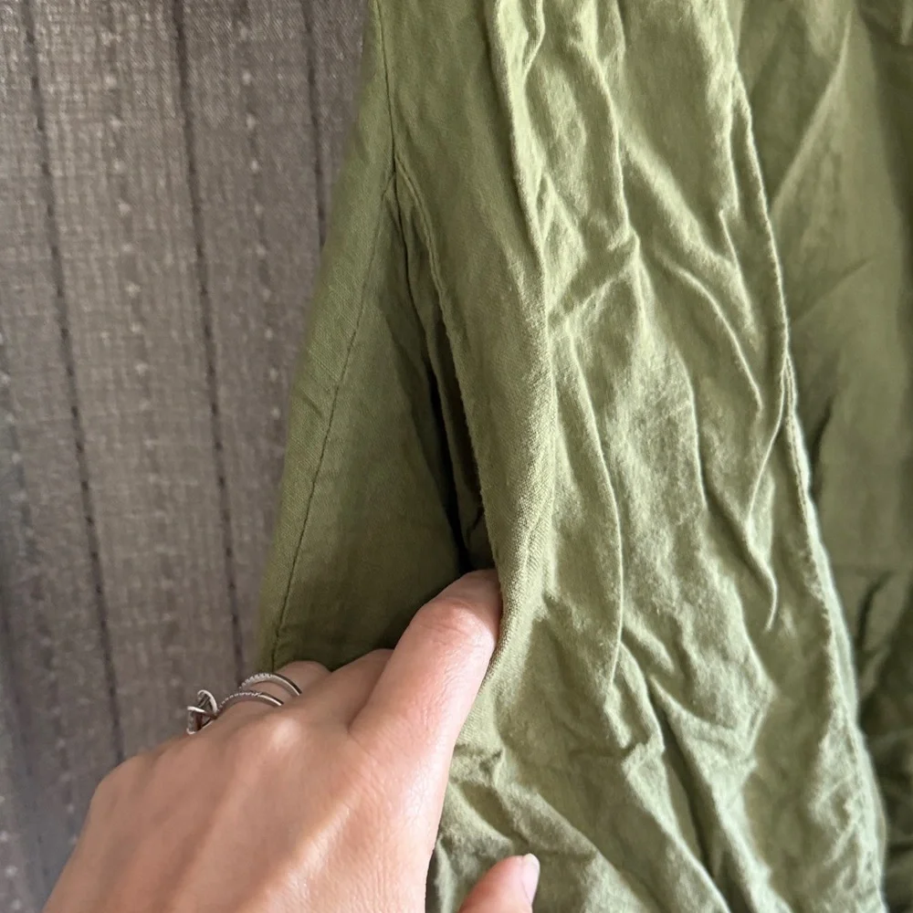 Women's Olive Green Button-Down Tunic Shirt Dress - Picture 4 of 7